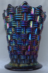 Dugan Big Basketweave electric blue purple squatty vase 002
