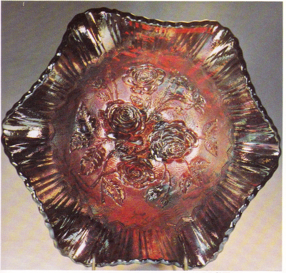 Red Fenton Glass Bowl -- Pattern?