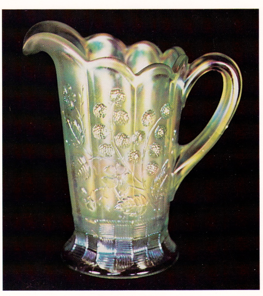 Antique Northwood White Raspberry Carnival Glass Milk Pitcher